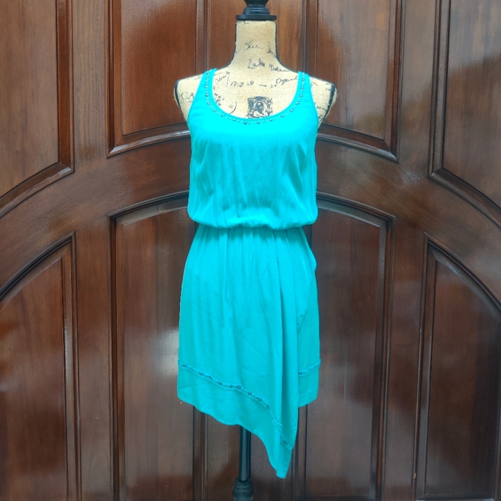 Nicole Miller Atelier Silk Turquoise Tank Dress